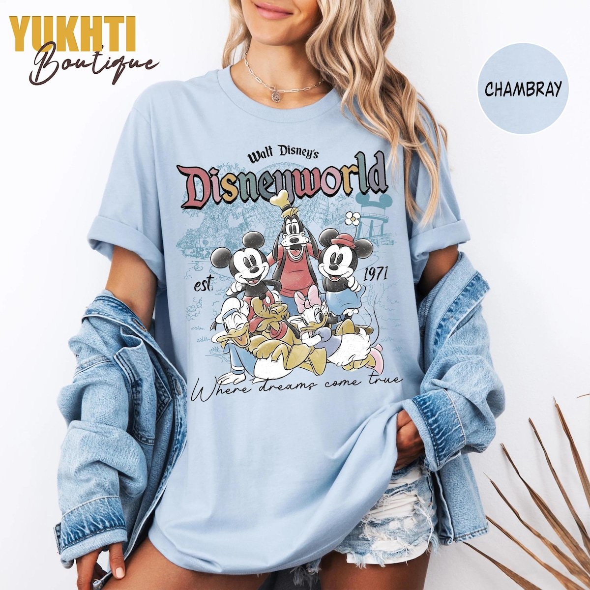 Vintage Disney World 1971 Shirt Mickey Friends Retro Vacation Tee