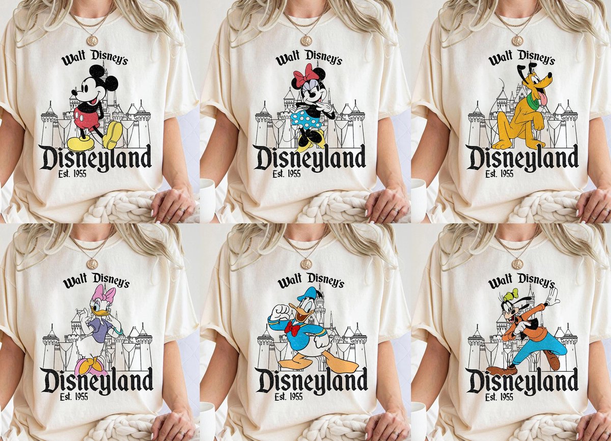 Vintage Disneyland Shirt Disney Character Tee Family Vacation 1955