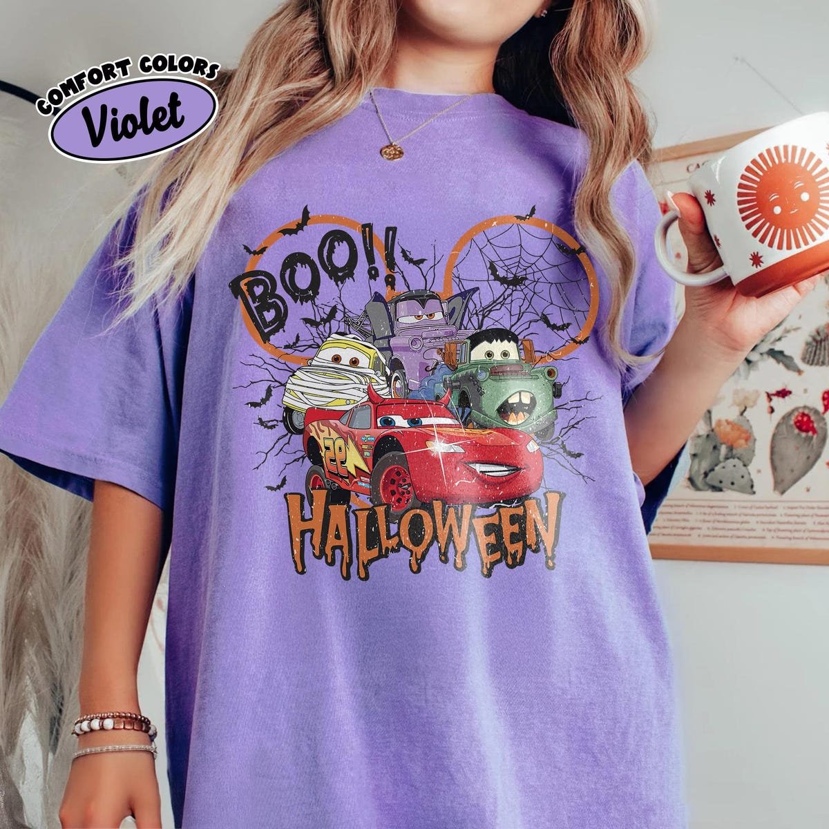 Vintage Lightning McQueen Halloween Shirt Disney Cars Comfort Tee