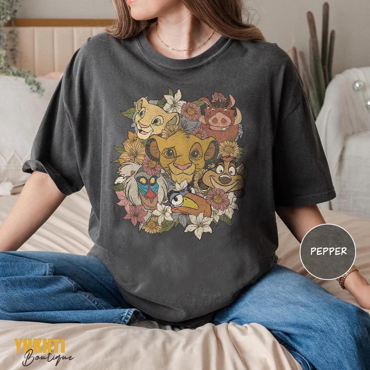 Vintage Lion King Shirt Disney Timon Pumbaa Retro Floral Design