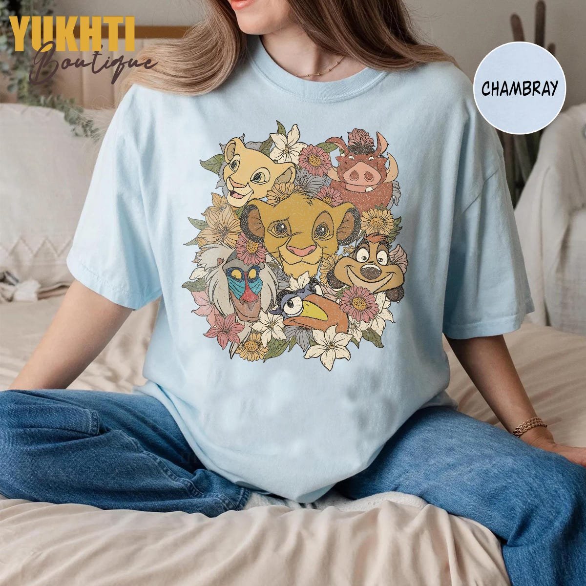 Vintage Lion King Shirt Disney Timon Pumbaa Retro Floral Design