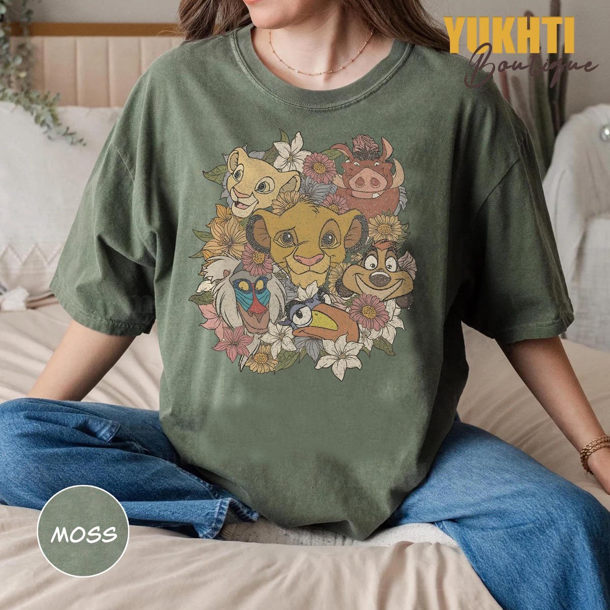 Vintage Lion King Shirt Disney Timon Pumbaa Retro Floral Design