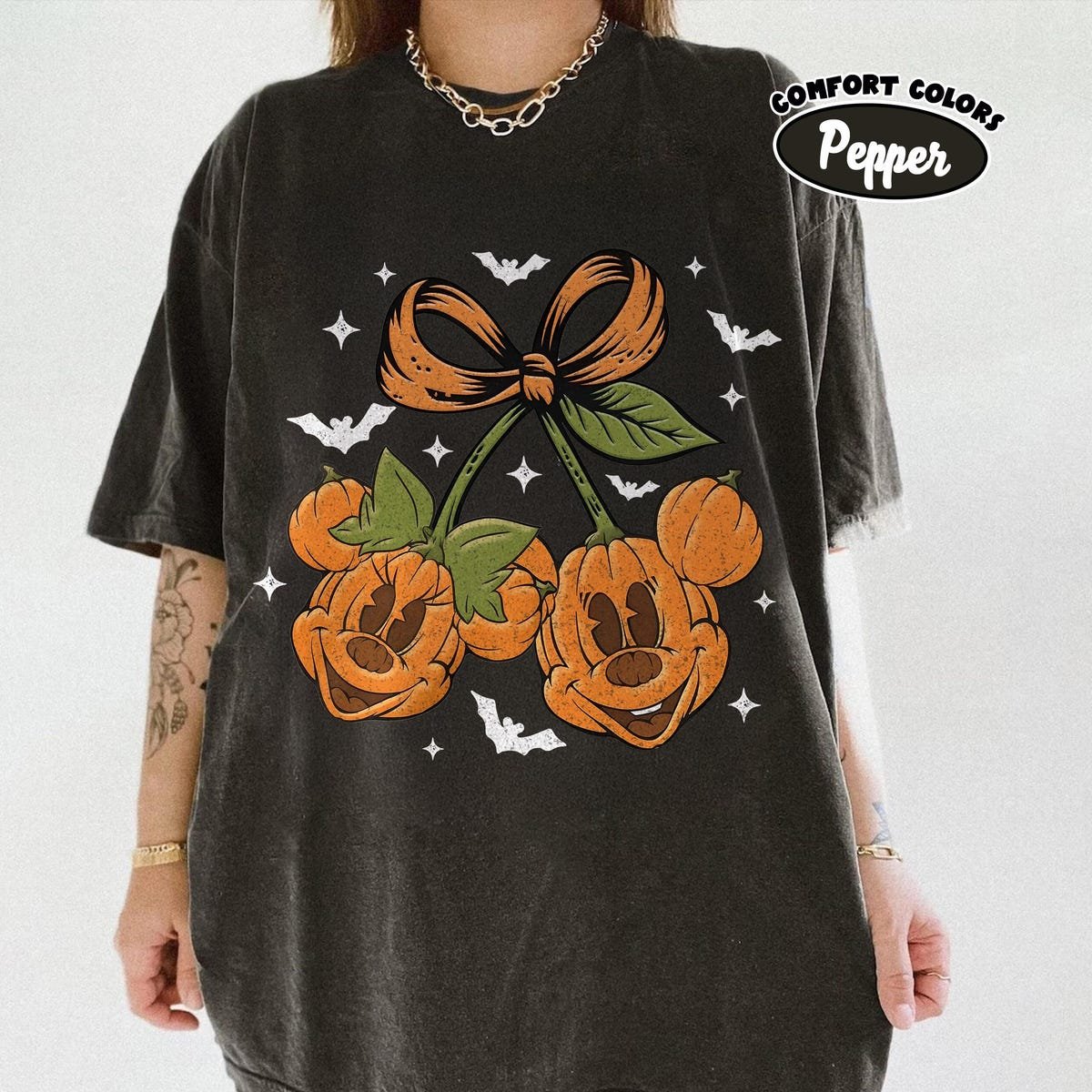 Vintage Mickey Minnie Halloween Shirt Disney Couple Pumpkin Design