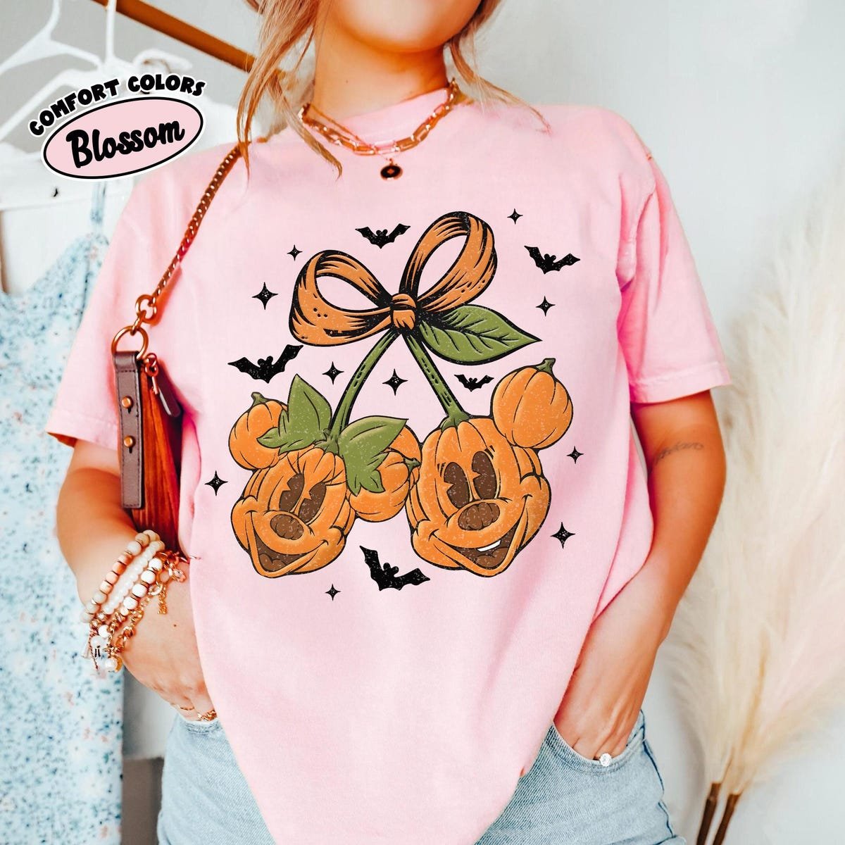 Vintage Mickey Minnie Halloween Shirt Disney Couple Pumpkin Design