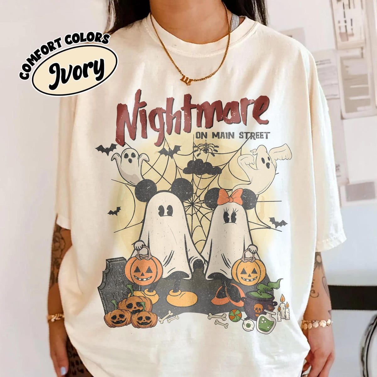Vintage Mickey Minnie Halloween Shirt Retro Disney Spooky Season Tee