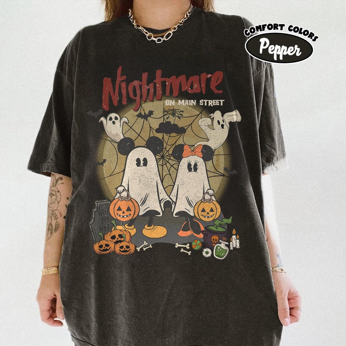 Vintage Mickey Minnie Halloween Shirt Retro Disney Spooky Season Tee