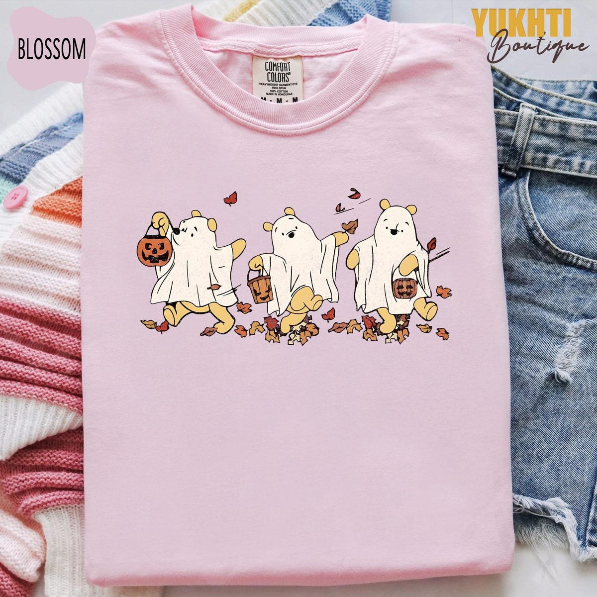 Winnie the Pooh Halloween Shirt Retro Ghost Bear Fall Tee
